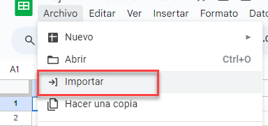 Importar en Google Sheets