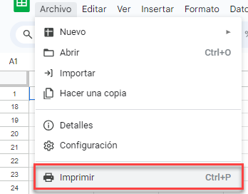 Imprimir en Google Sheets