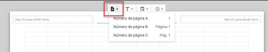 Insertar Números de Página en el Encabezado en Google Sheets