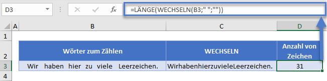 Länge der Zeichenkette ohne Leerzeichen