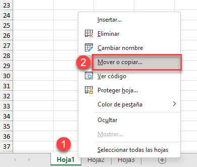 Mover o Copiar Hoja