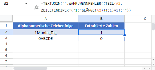 Nicht numerische Zeichen entfernen Google Sheets