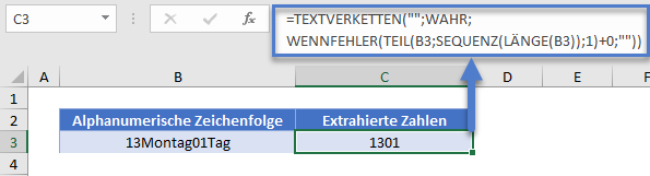 Nicht numerische Zeichen entfernen SEQUENZ Funktion