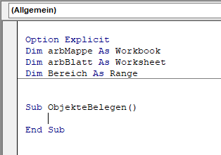 Objektvariablen auf Modulebene deklarieren