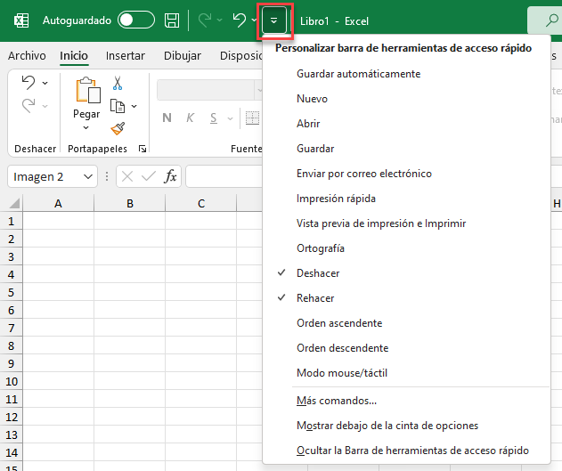 Personalizar Barra de Herramientas de Acceso Rápido