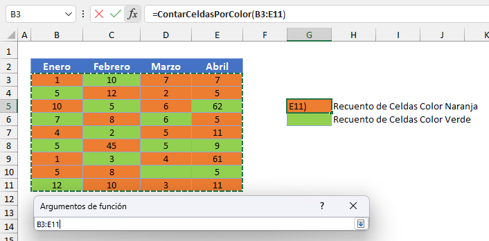 Resaltar el Rango de Celdas a Contar