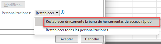 Restablecer Únicamente la Barra de Herramientas de Acceso Rápido