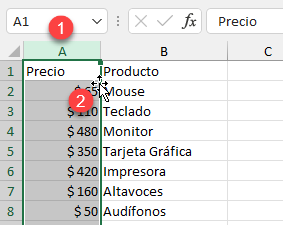 Seleccionar Columna para Arrastrar