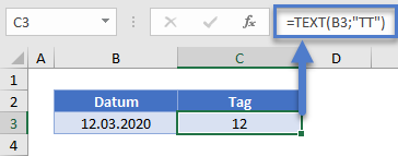 Tag aus Datum extrahieren TEXT Funktion