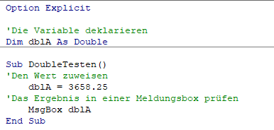 VBA Doube Variable Modulebene