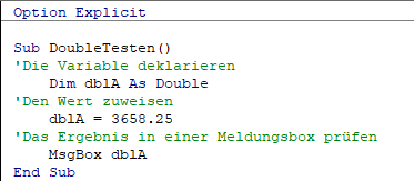 VBA Doube Variable Prozedurebene