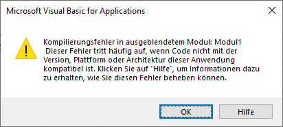 VBA Kompilierfehler in ausgeblendetem Modul