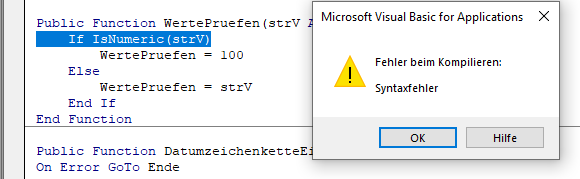 VBA Projekt Kompilierfehler
