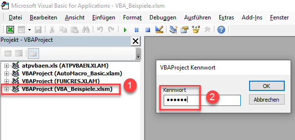 VBA Projekt Schutz aufheben