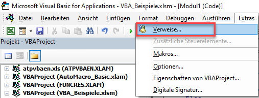 VBA Projekt Verweise anzeigen