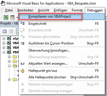 VBA Projekt kompilieren