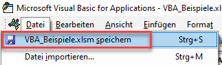 VBA Projekt speichern