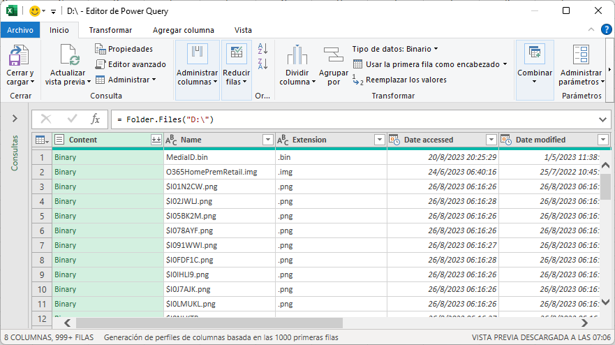 Vista Editor de Power Query