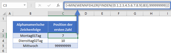 Zahlen aus Zeichenkette suchen extrahieren FINDEN Funktion