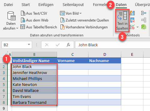 Zelle in zwei Spalten aufteilen in Excel