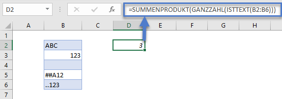 Zellen mit beliebigem Text zaehlen SUMMENPRODUKT Funktion