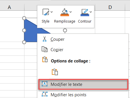 clic droit modifier texte