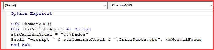 codigo chamada vbs