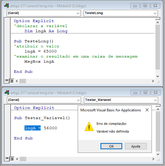 erro declaracao modulo