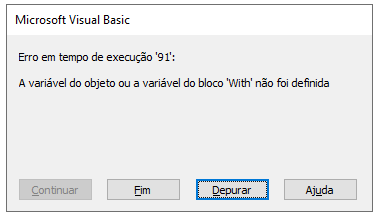 erro objeto nao definido