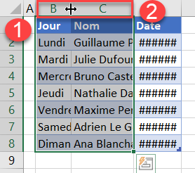 excel ajuster cellule colonnes multiples