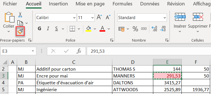 excel appliquer colonne reproduire