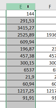 excel appliquer colonne selectionner