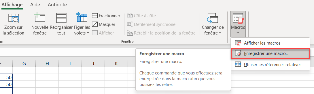 excel appliquer feuille enregistrer macro