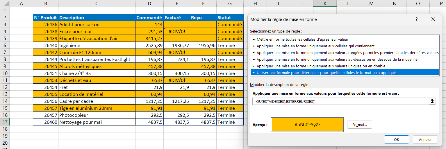 excel base formule tableau presentation