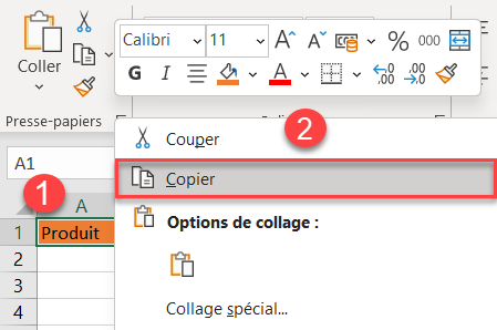 excel copier format orange etapes copier