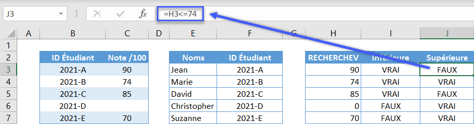 excel recherchev superieure