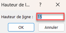 excel taille cellule hauteur ligne retour 15