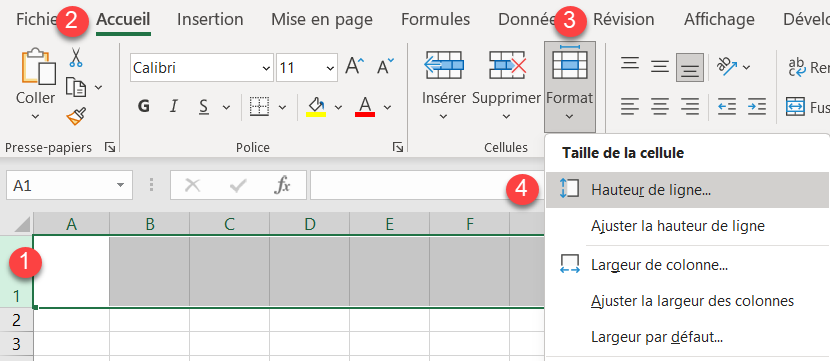 excel taille cellule hauteur ligne retour