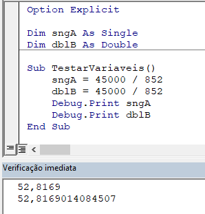 exemplo variavel single