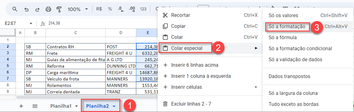 formata colunas multiplas 14