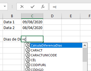 funcao vba dropdown