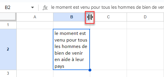 google sheets ajuster cellule ajustement colonne