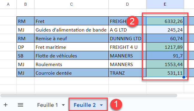 google sheets appliquer feuille reproduire destination