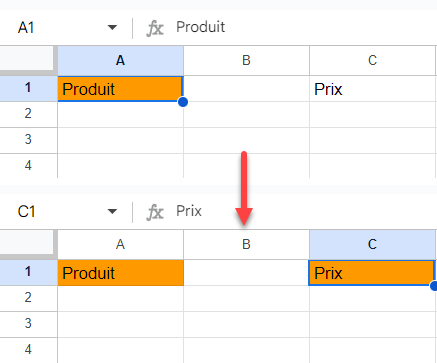 google sheets copier format avant apres