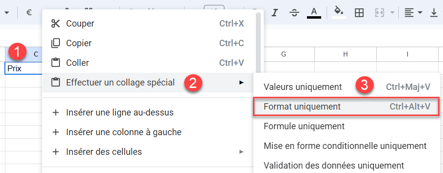 google sheets copier format collage special