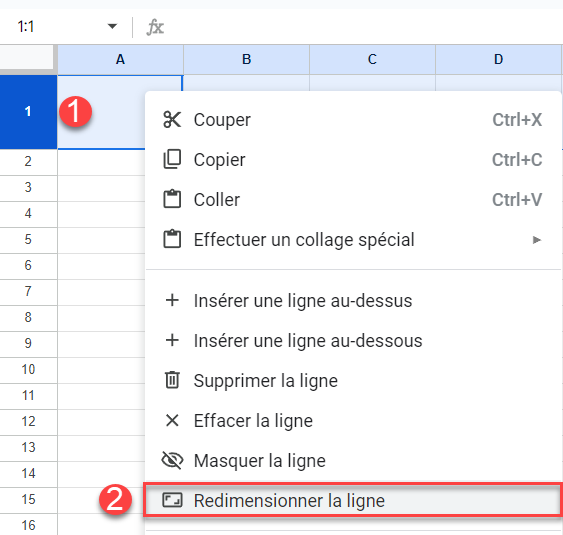 google sheets taille cellule retour ligne