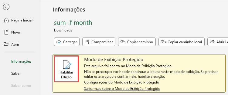 habilitando edição arquivo