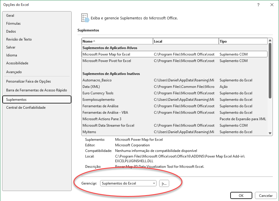 ir suplementos excel