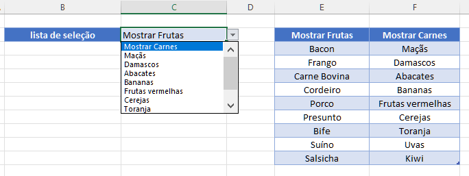 lista suspensa variavel