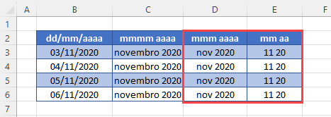 mais formatos personalizados